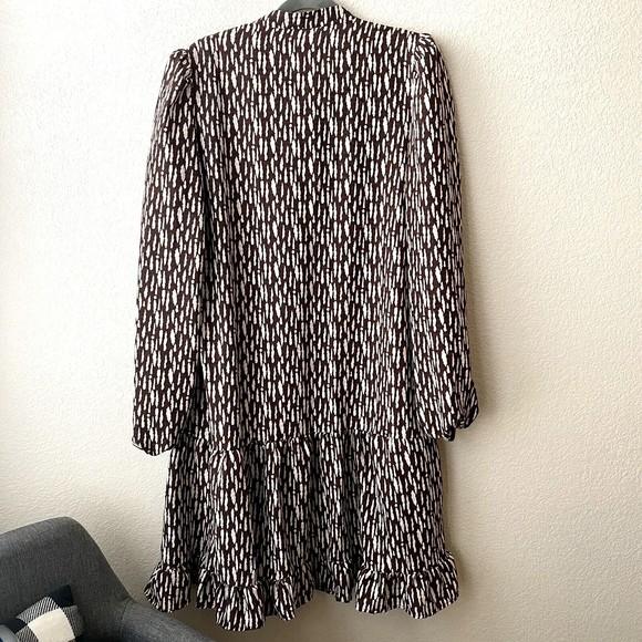 Grace Karin Womens Dress Size XL Printed Long Sleeve Button Front Brown White - Picture 2 of 9